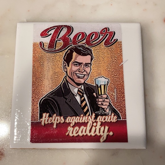 Cheers to Nostalgia: Handmade Ceramic Coasters - 4 Vintage Beer Advertisements - Picture 6 of 7